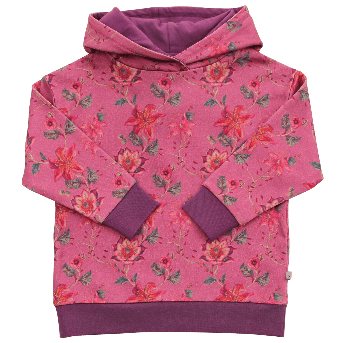 Hoodie mit Blumendruck in light aubergine-burnt red