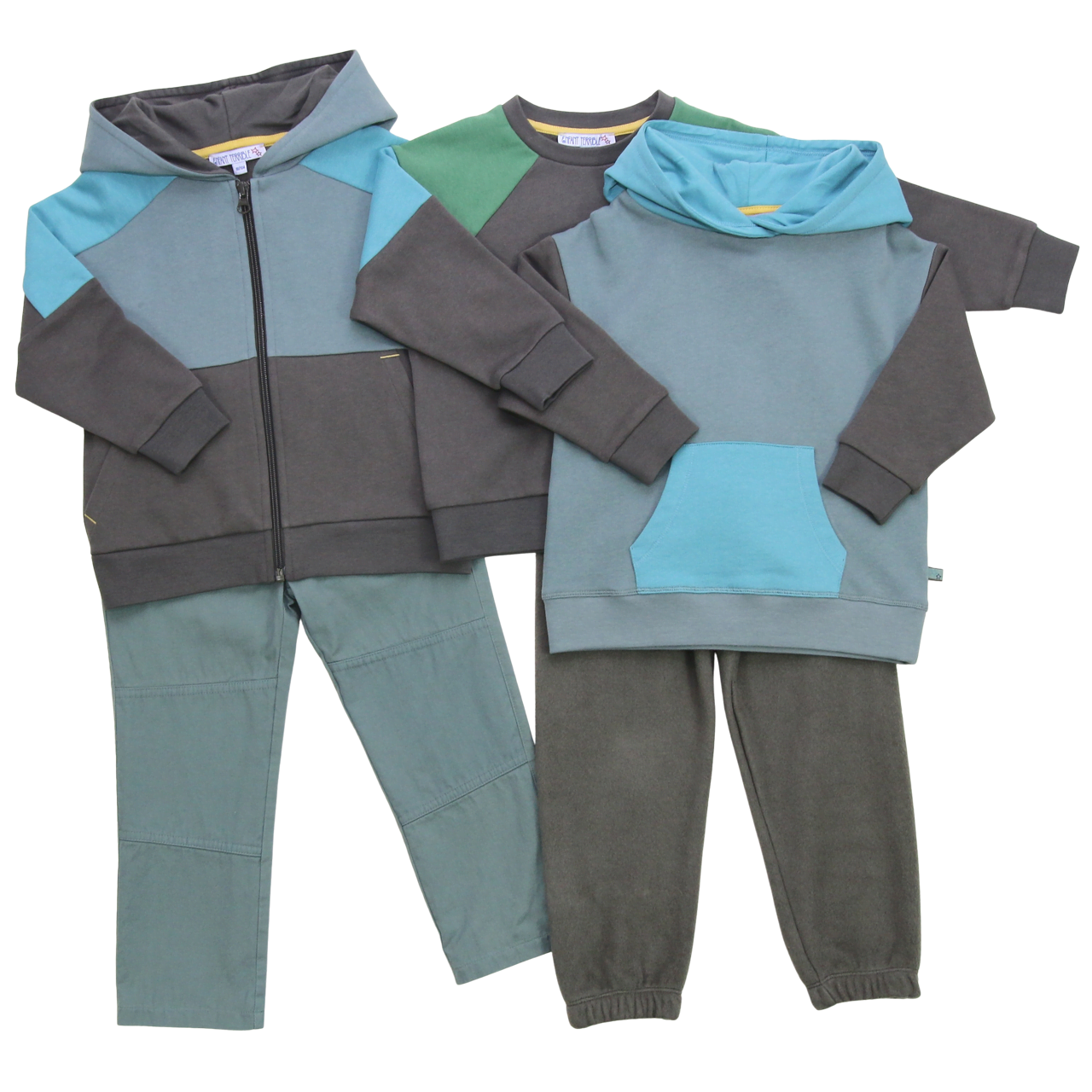 Hoodie Sweatjacke Colourblocking in moss-pistachio