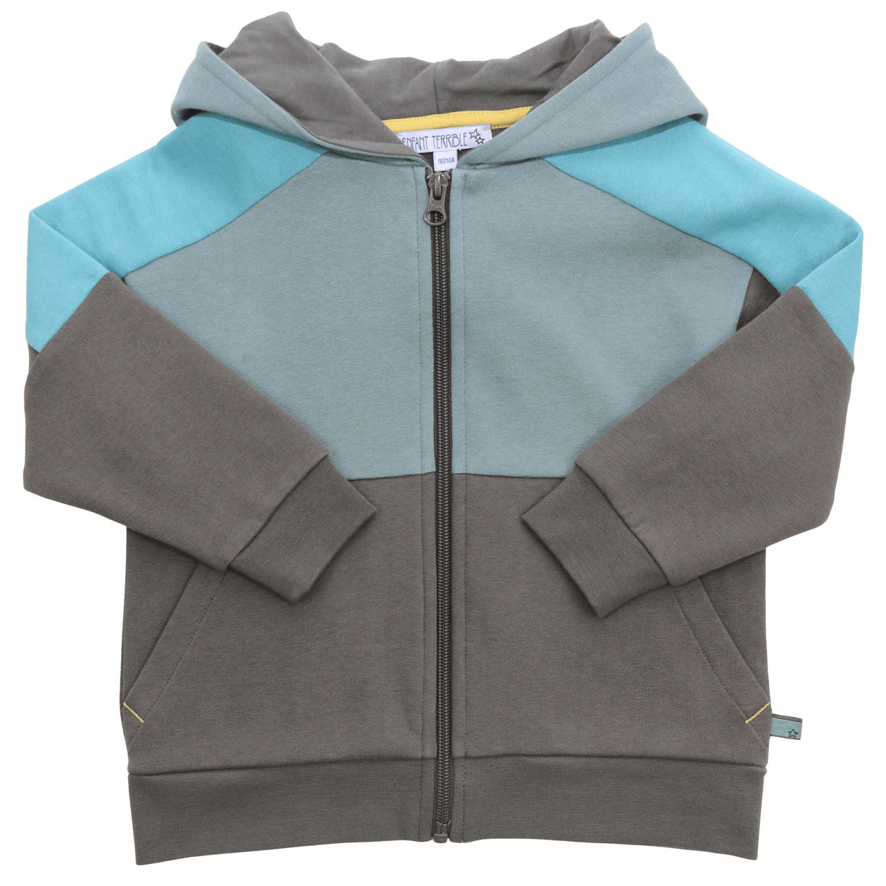 Hoodie Sweatjacke Colourblocking in moss-pistachio