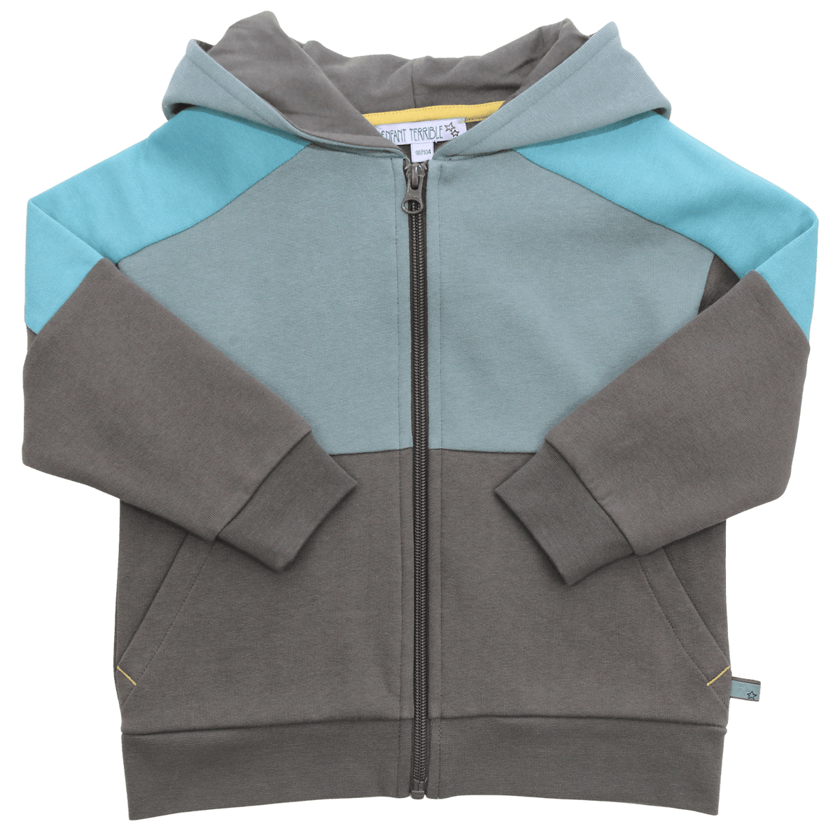 Hoodie Sweatjacke Colourblocking in moss-pistachio
