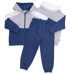 Hoodie Sweatjacke Colourblocking in midnight-greymelange