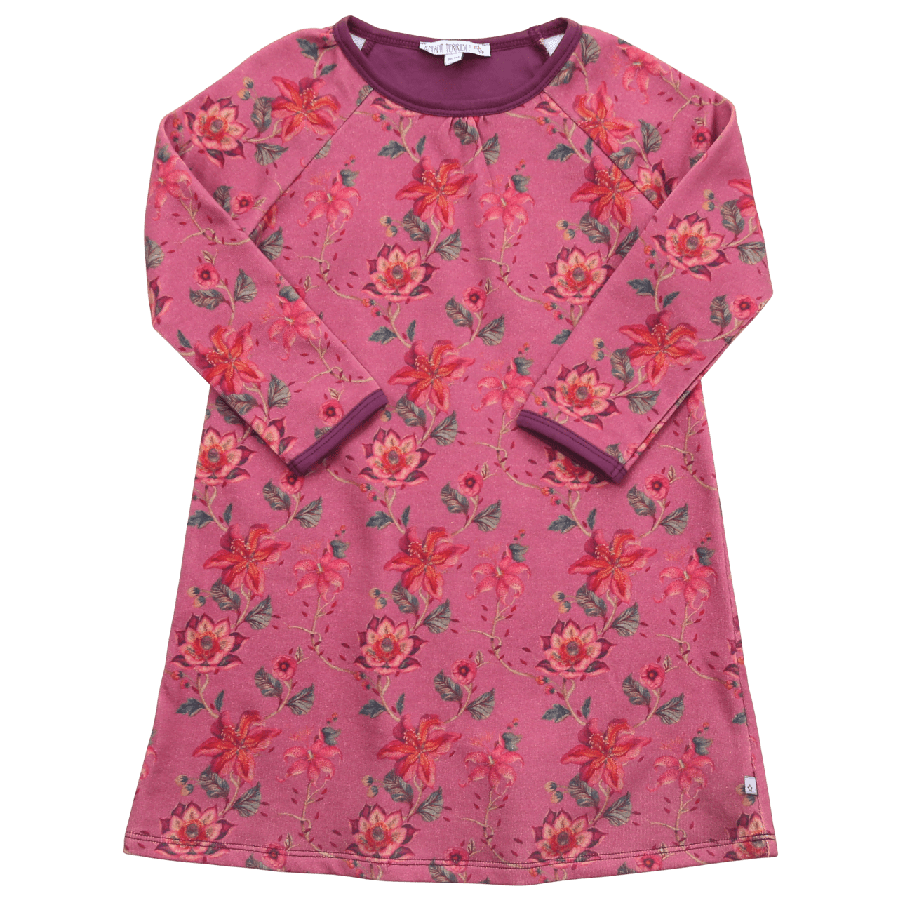 Sweatkleid mit Blumendruck in light aubergine-burnt red