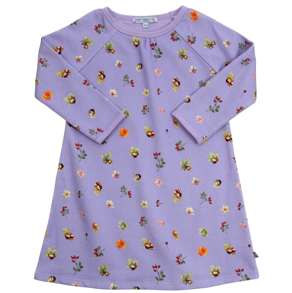 Sweatkleid mit Blätterdruck in lilac-burnt red