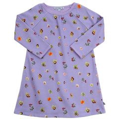 Sweatkleid mit Blätterdruck in lilac-burnt red