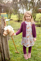 Sweatkleid mit Pferdedruck in greymelange-aubergine