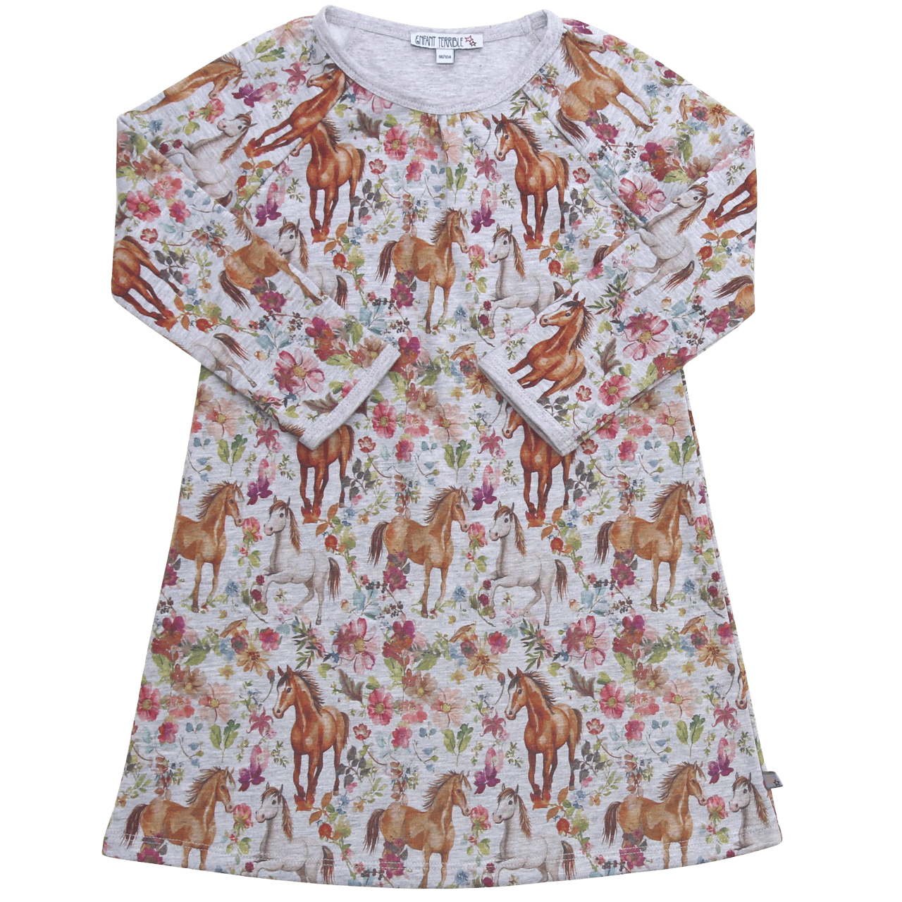 Sweatkleid mit Pferdedruck in greymelange-aubergine