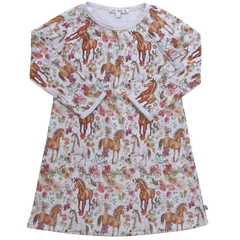 Sweatkleid mit Pferdedruck in greymelange-aubergine