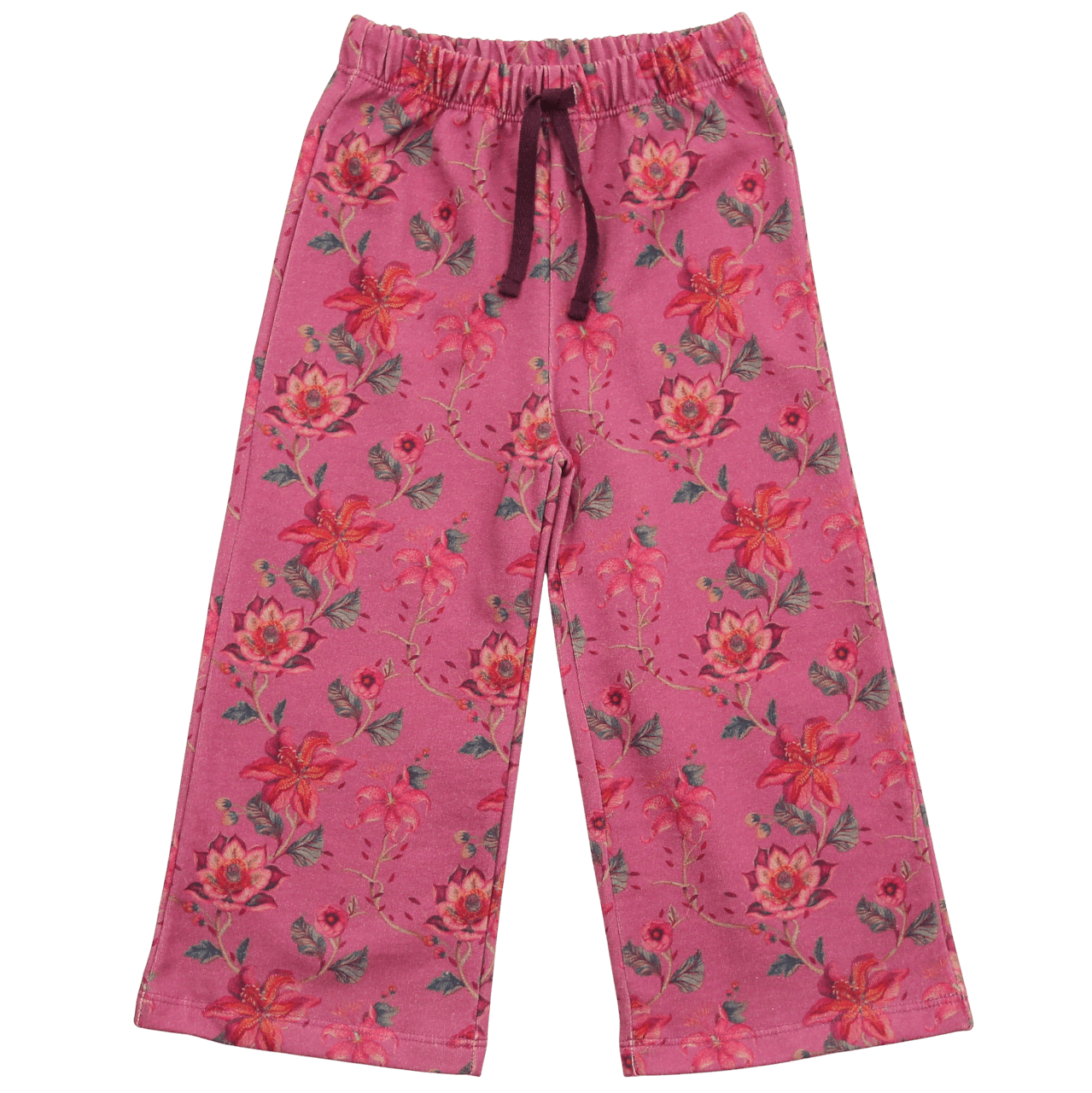 Sweathose mit Blumendruck in light aubergine-burnt red