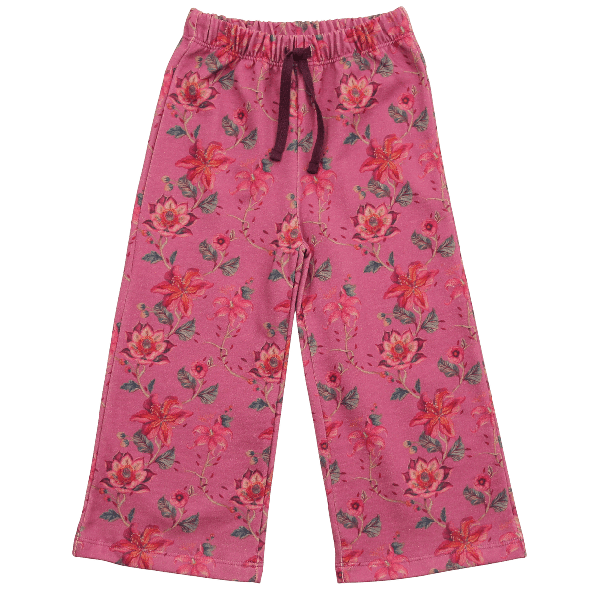 Sweathose mit Blumendruck in light aubergine-burnt red