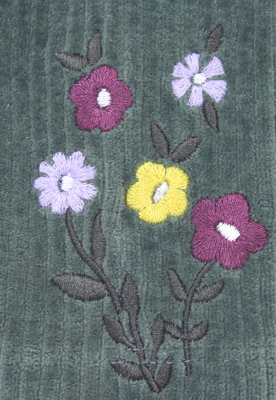 Kleid mit Stickerei Velvet rib in pistachio
