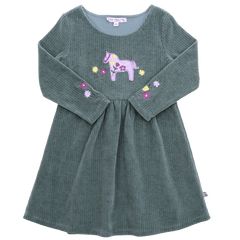Kleid mit Stickerei Velvet rib in pistachio