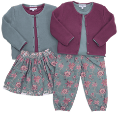 Hose mit Jerseyfutter und Blumendruck in pistachio-aubergine