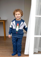 Hose mit Jerseyfutter und gedoppelten Knien in midnight