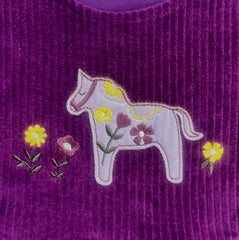 Kleid mit Stickerei Velvet rib in dark grape