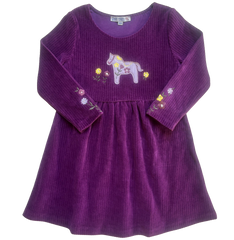 Kleid mit Stickerei Velvet rib in dark grape