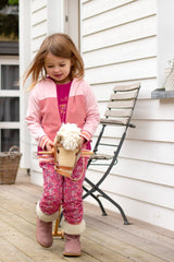 Webhose mit Jerseyfutter Blümchendruck in magenta