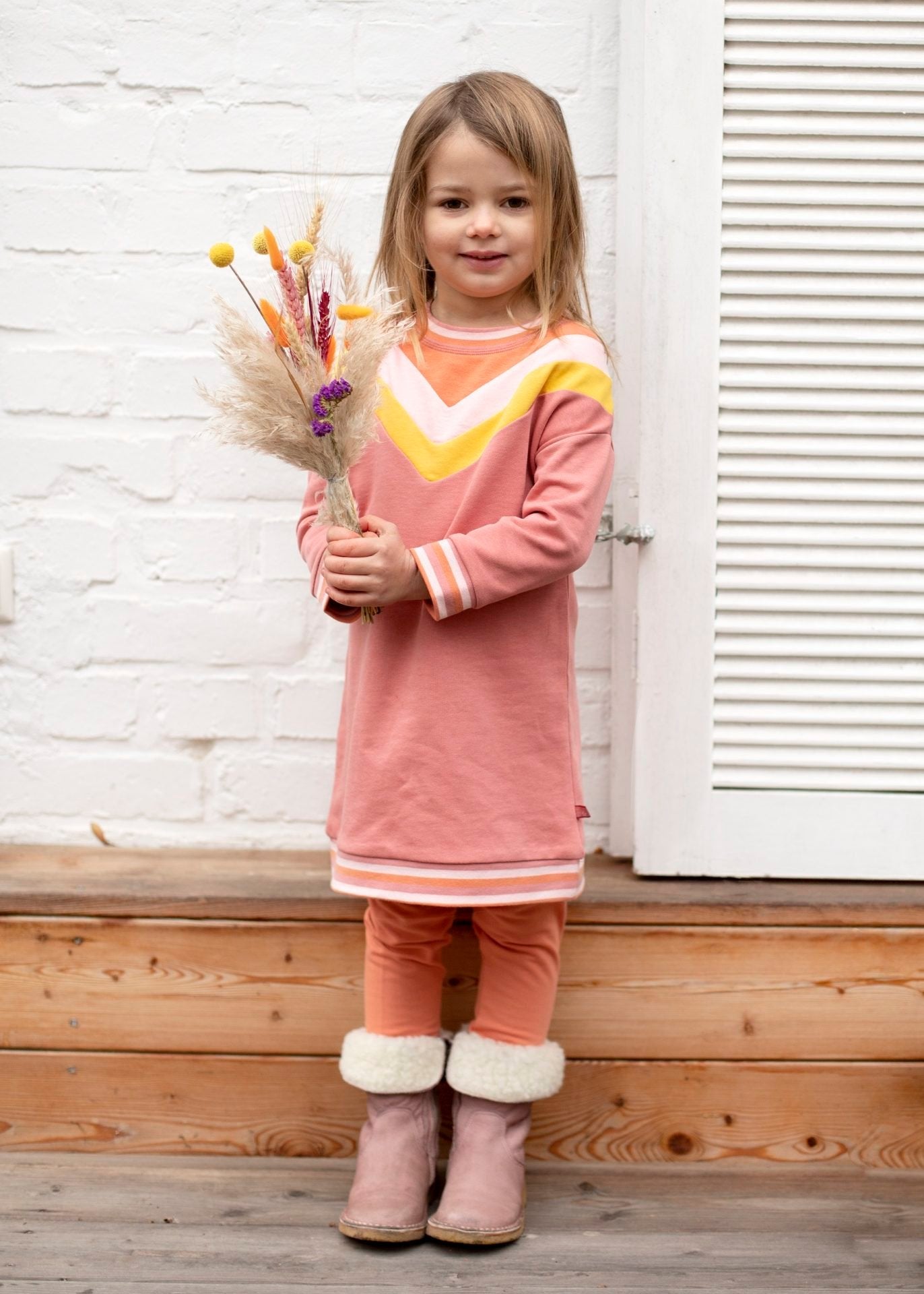 Sweatkleid Colourblocking in dark rosé