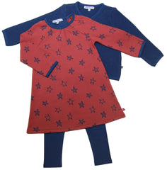 Sweatkleid mit Sterndruck in rost-tintenblau