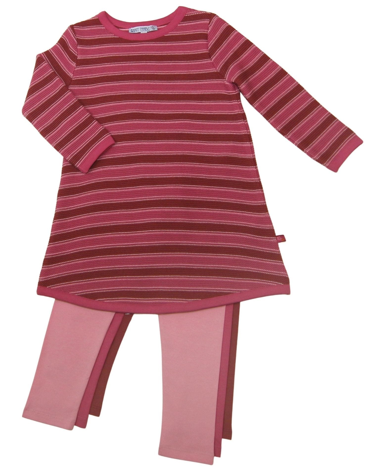 Strickkleid mit Streifen in erika-rost