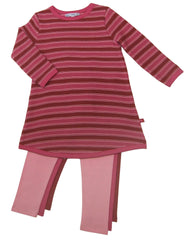 Strickkleid mit Streifen in erika-rost