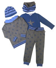 Wendemütze mit Sternen/Streifen in schiefer-tintenblau