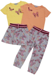 Jersey Hose Schmetterlingsdruck in silvermelange
