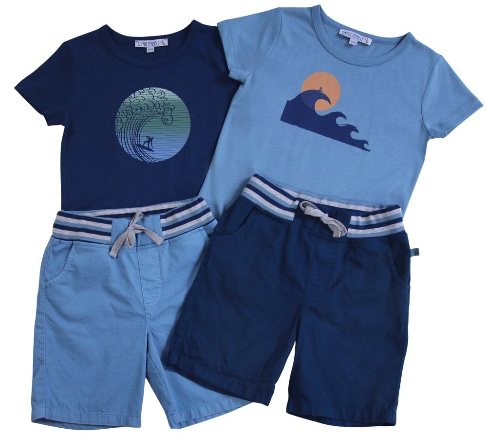 Webshorts mit Rippbund in darkblue