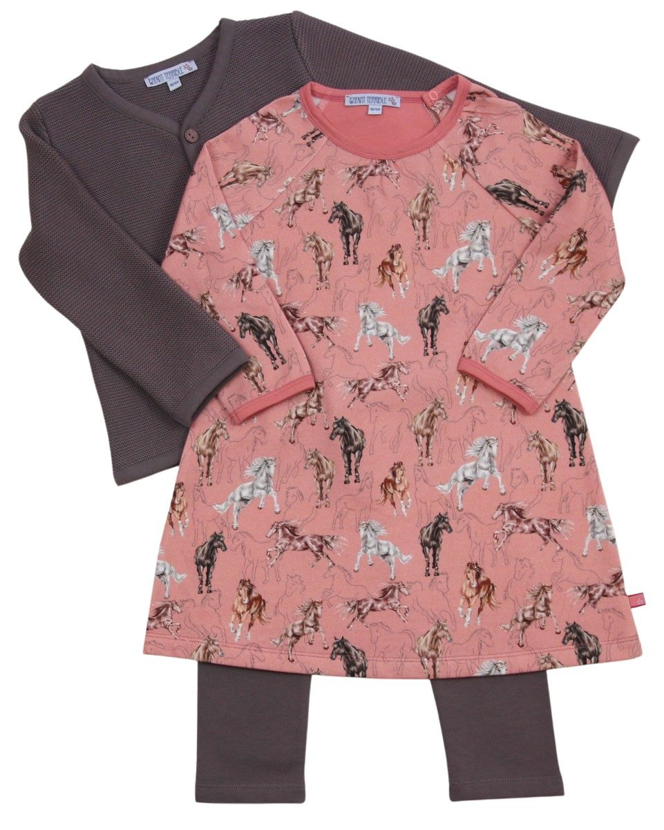 Sweatkleid Pferdedruck in dark rosé