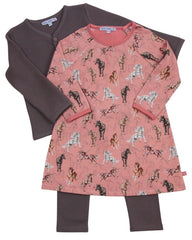 Sweatkleid Pferdedruck in dark rosé
