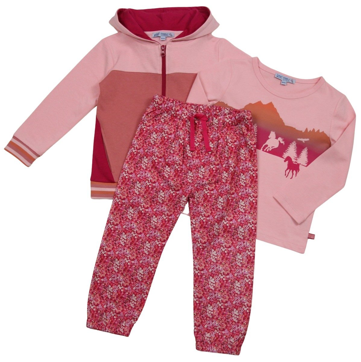 Webhose mit Jerseyfutter Blümchendruck in magenta