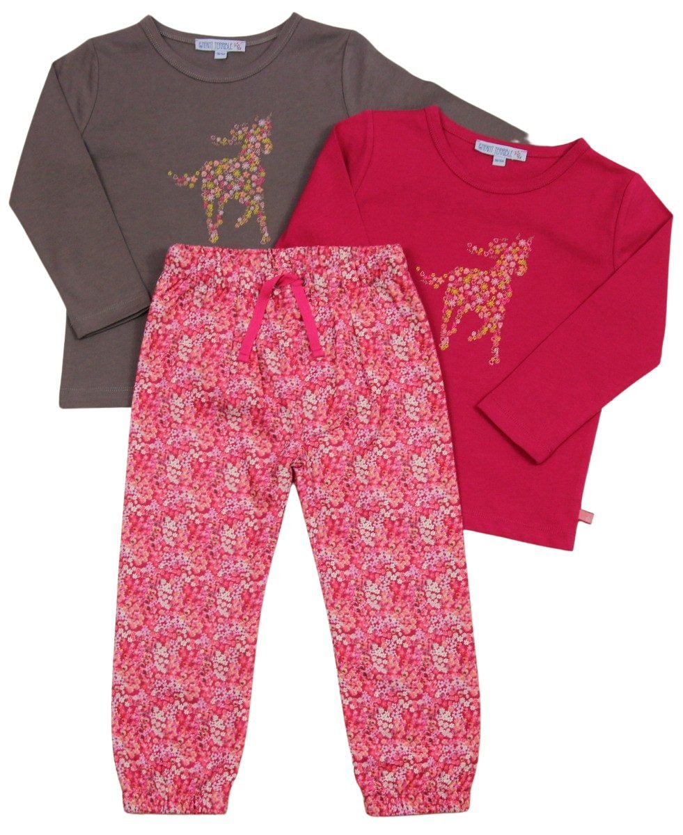 Webhose mit Jerseyfutter Blümchendruck in magenta