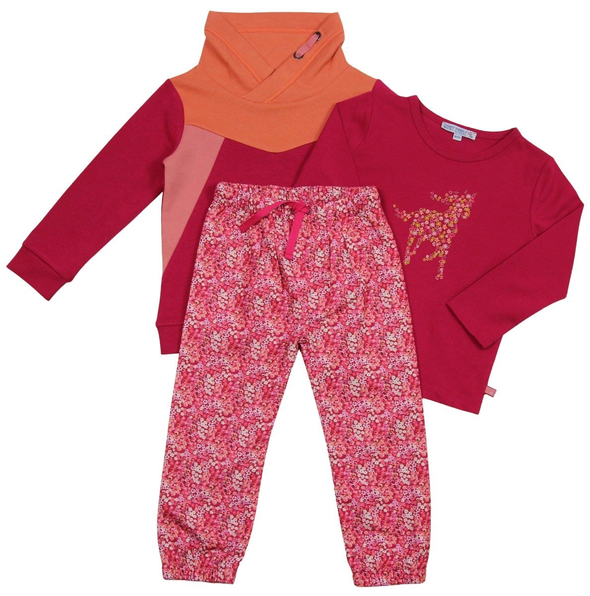 Webhose mit Jerseyfutter Blümchendruck in magenta
