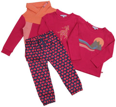 Webhose mit Jerseyfutter Blätterdruck in magenta-midnight