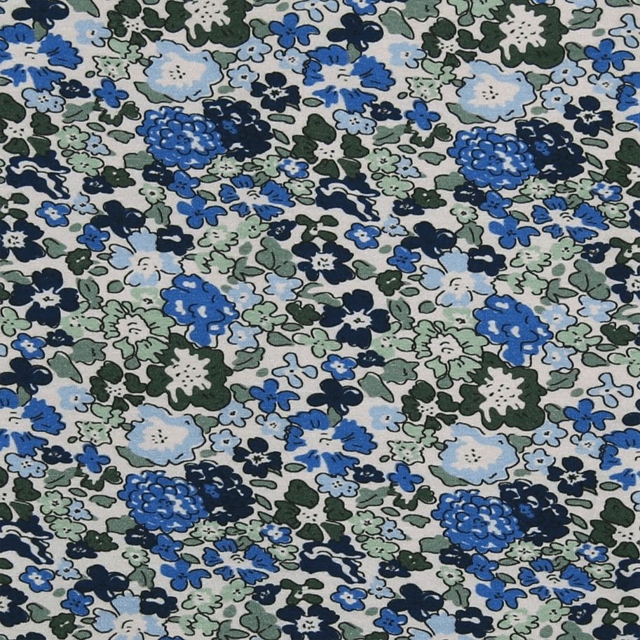 Jerseystoff Blumen Light Blue