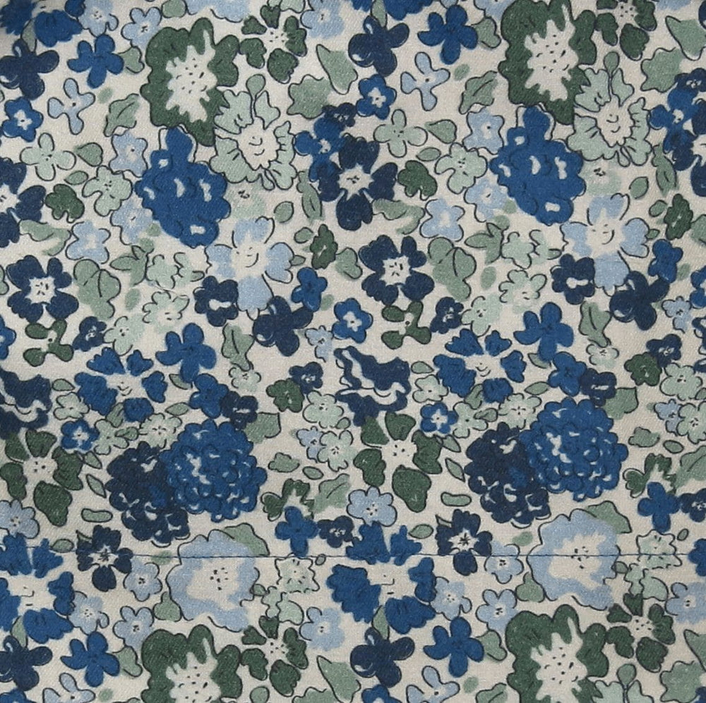 Webstoff Flanell Blumen Light Blue