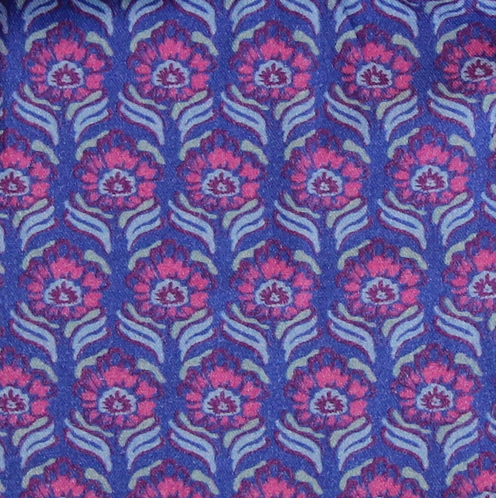Webstoff Grafische Blüten Cobalt
