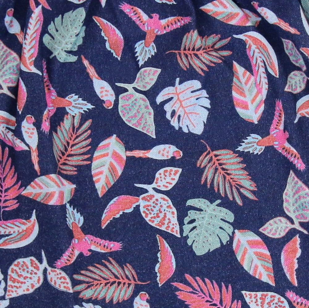 Webstoff Papageiendruck Cobalt
