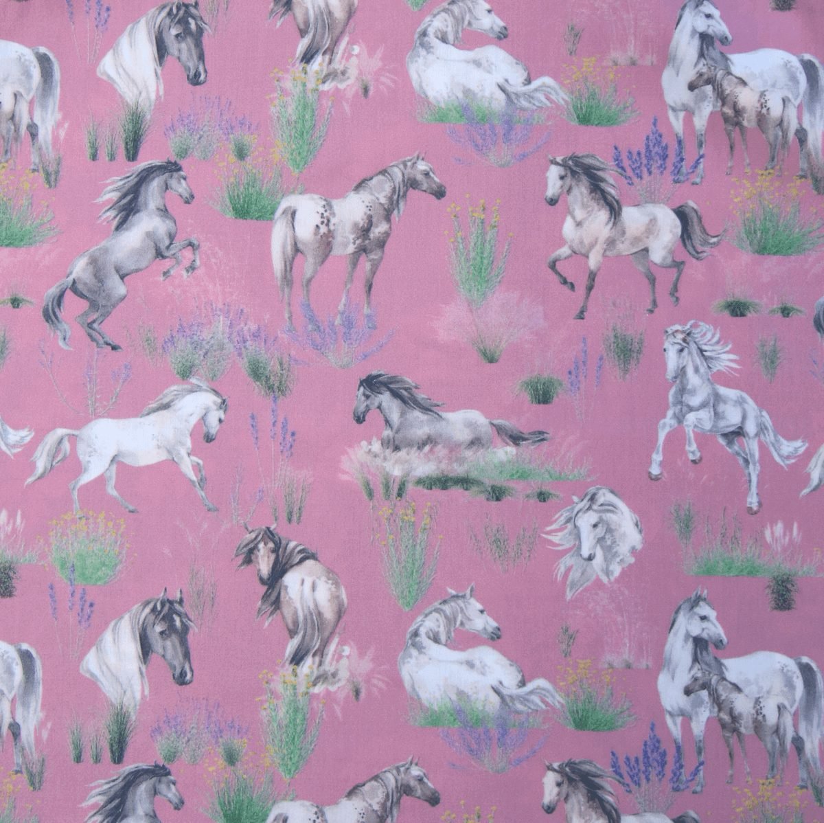Webstoff Pferde Pastel Rose