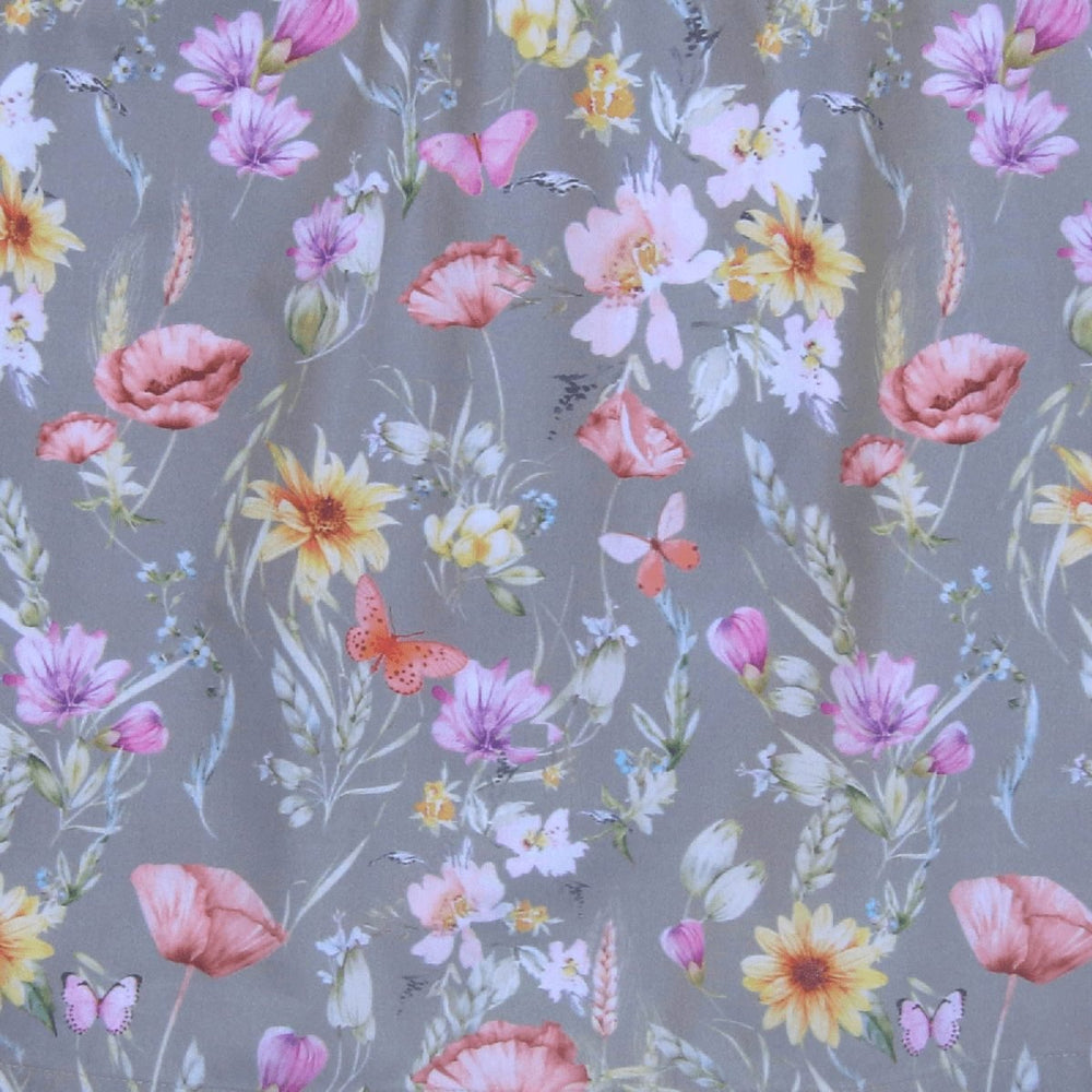 Webstoff Wiesenblumen Taupe
