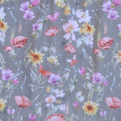 Webstoff Wiesenblumen Taupe
